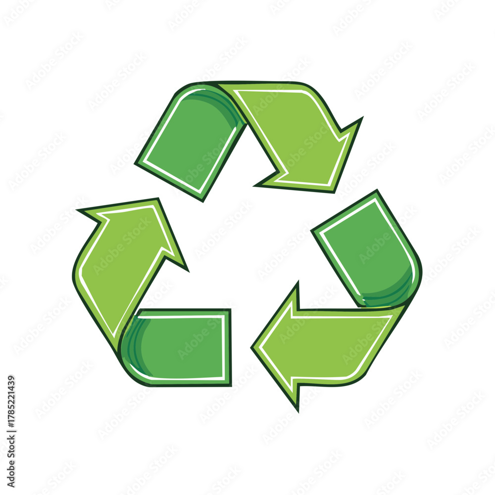 Fototapeta premium Green Recycle Symbol Arrows Forming Triangular Cycle Graphic Illustration