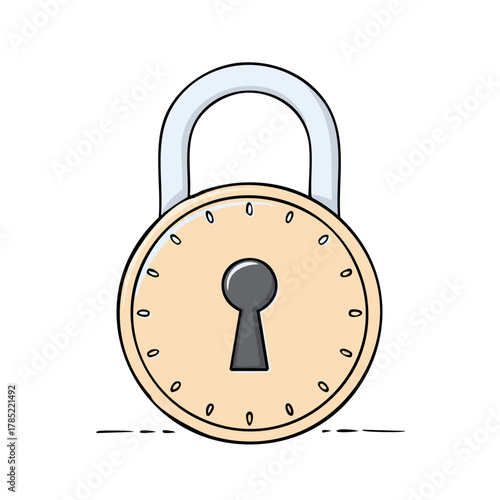 Cartoon padlock with a keyhole, a symbol of security, protected from unwanted access.