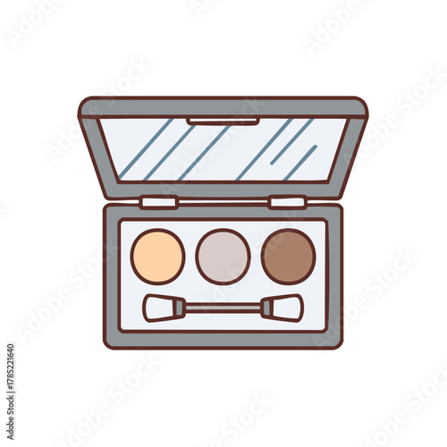 Open Eye Shadow Palette with Applicator for Cosmetic Makeup Vector Illustration