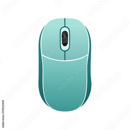 Teal Wireless Computer Mouse Illustration with Scroll Wheel and Buttons