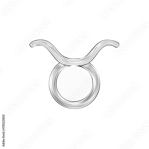 Stylized Taurus zodiac astrological symbol line art illustration