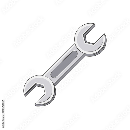 Classic silver spanner tool for mechanical tasks and equipment maintenance vector icon