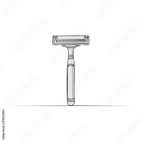 Minimalist illustration of a disposable razor with multiple blades for shaving hair
