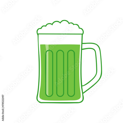 Stylized Glass of Green Beer with Foam Illustrating Celebrations for Saint Patrick's Day