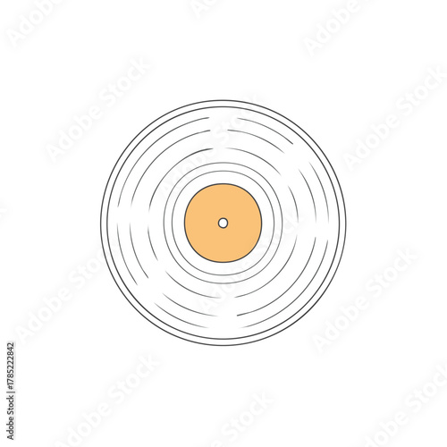 Vinyl Record Illustration with Grooves and Beige Center for Music Listening