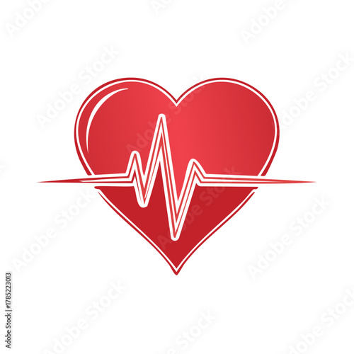 Red Heartbeat Line Symbol Symbolizing Health Life and Vitality