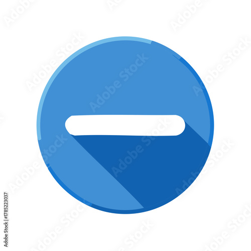 Subtract Symbol on Blue Button With Shadow Digital Image Graphic
