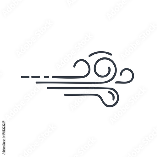 Stylized Wind Illustration: Abstract Black Line Icon Depicting Airflow and Weather Element
