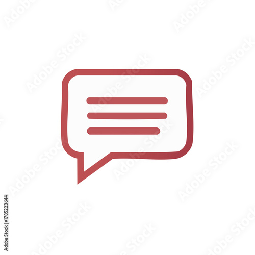 Hand drawn chat bubble graphic icon in red for online communication themes