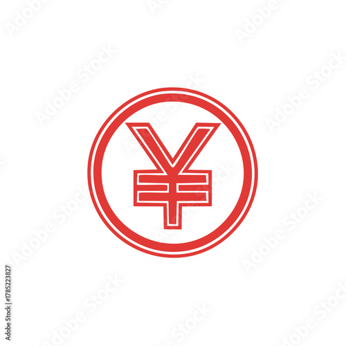 Red Yen or Yuan Symbol in Circle Currency Design for Trade and Finance Financial