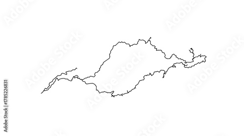 A detailed black and white outline drawing of a lightning bolt striking across a white background.