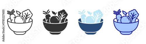 Healthy Food Icon Set. Designed In Multi Style
