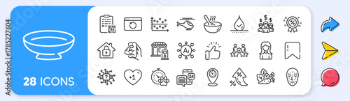 Cook, Waterproof and Security agency line icons. Interest rate, AI generate, Inflation icons. Pack of Recovery internet, Fitness, Lock icon. Timer, Face biometrics, Dog competition pictogram. Vector