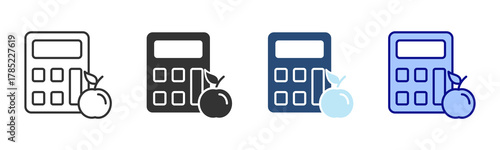 Calories Calculator Icon Set. Designed In Multi Style
