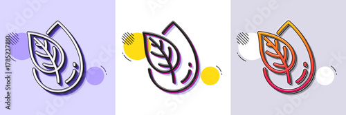 Organic product line icon. Halftone dotted pattern. Gradient icon with grain shadow. No artificial colors sign. Natural flavors symbol. Line organic product icon. Various designs. Vector