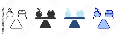 Balanced Diet Icon Set. Designed In Multi Style