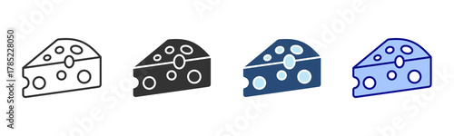 Cheese Icon Set. Designed In Multi Style