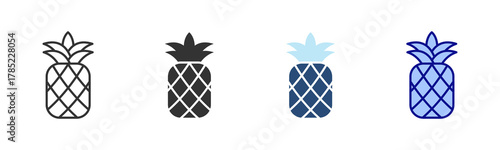 Pineapple Icon Set. Designed In Multi Style
