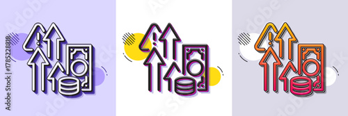 Inflation line icon. Halftone dotted pattern. Gradient icon with grain shadow. Currency rate increase sign. Rise in price symbol. Line inflation icon. Various designs. Vector