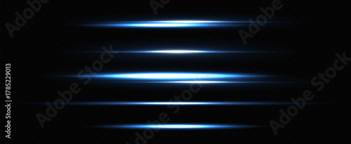 Vector illustration in blue color. Set of light effects. Glare and flash. Bright beams of light. Glowing lines. Vector illustration.Dust. Christmas Flash.