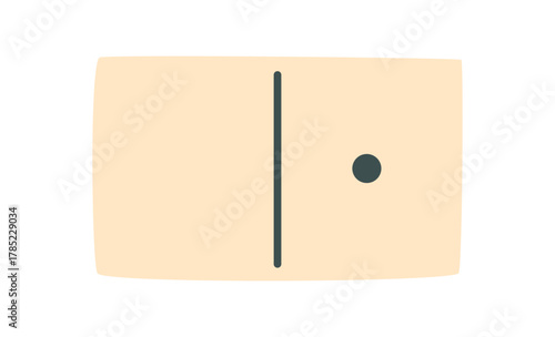 Flat domino tile piece for board game. Simple table game piece with black dot and line design. Ideal for hobby and leisure activities, isolated versatile graphic style.