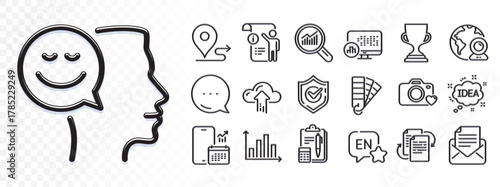 Journey, Photo camera and Accounting line icons for web app. Glare of light effect. Message icon. Pack of Palette, English, Cloud upload pictogram icons. Vector