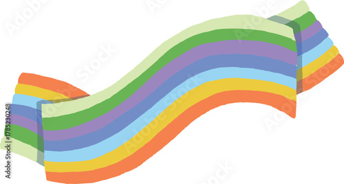 虹色のリボン　手描き風　見出しイラスト