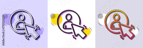 Select user line icon. Halftone dotted pattern. Gradient icon with grain shadow. Business management sign. Click symbol. Line user icon. Various designs. Vector