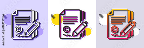 Copywriting line icon. Halftone dotted pattern. Gradient icon with grain shadow. Copyright signature sign. Feedback symbol. Line copywriting icon. Various designs. Vector