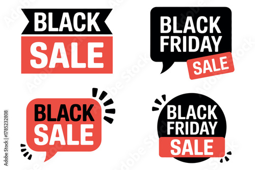 Black Friday sale tags displayed as graphic design elements