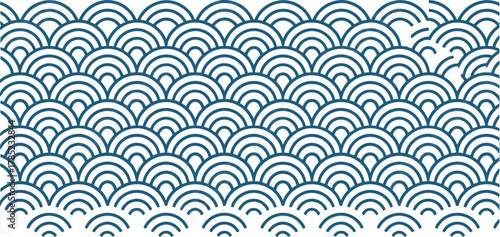 Traditional Japanese wave pattern in blue against a white background.
