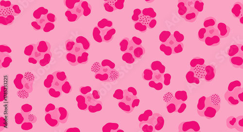 Cute pink seamless pattern with flower and leopard print inspiration background