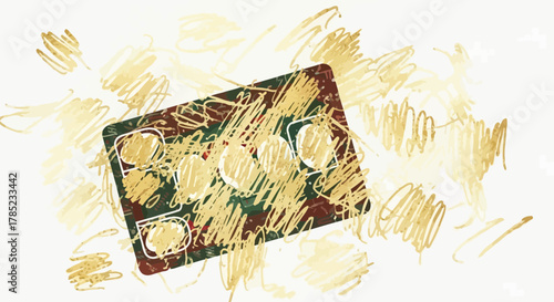 Abstract illustration of pills in blister pack with artistic scribbles effect