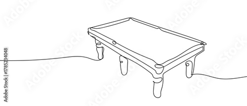 Snooker table, continuous line Dynamic single line draw design vector illustration graphic Editable stroke. 