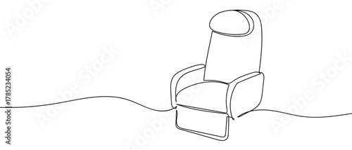 Airplane seat, continuous line Dynamic single line draw design vector illustration graphic Editable stroke. 