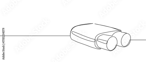 Car exhaust pipe, continuous line Dynamic single line draw design vector illustration graphic Editable stroke. 