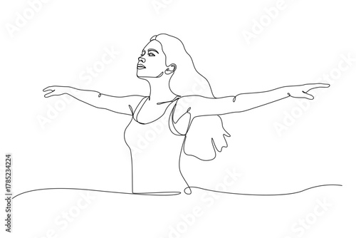 a graceful dancer captured mid movement with arms outstretched and flowing hair emphasizing motion and elegance high quality professional