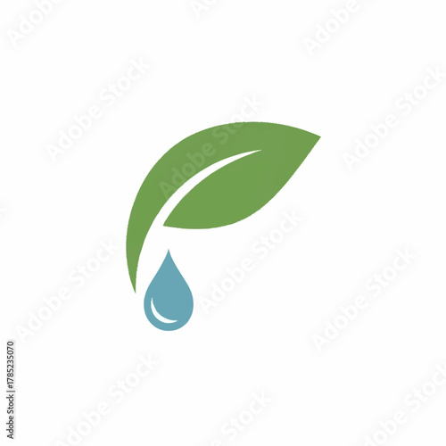 Green leaf with water drop representing nature and environment conservation.