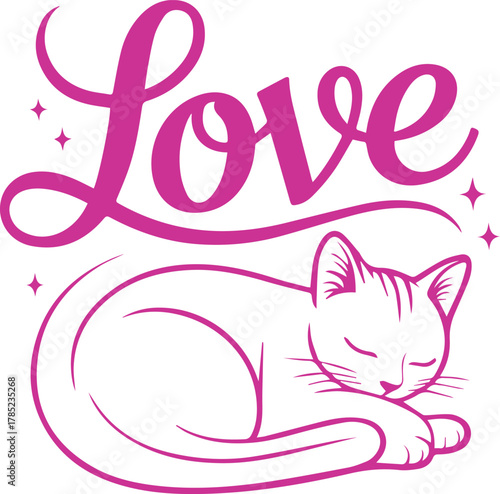 cat with heart t-shirt design