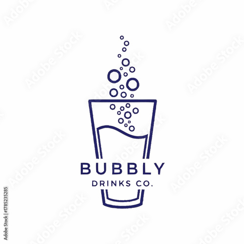 Bubbly Drinks Co Logo Design Minimalist Style.