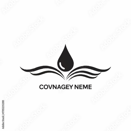 Elegant Water Drop Logo with Stylized Wings and Company Name.