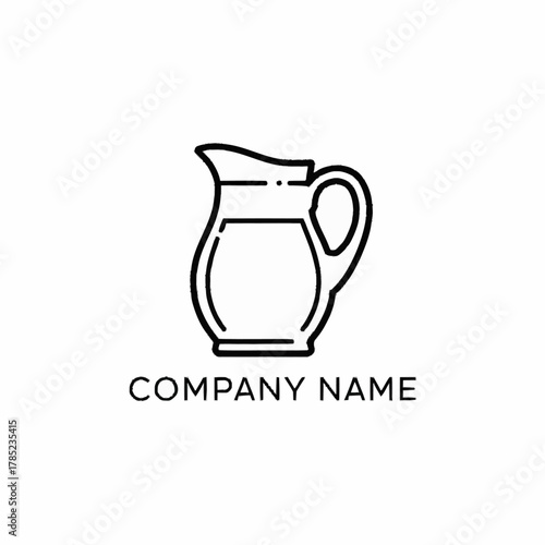 Simple Line Art of a Milk Jug with Company Name Placeholder.