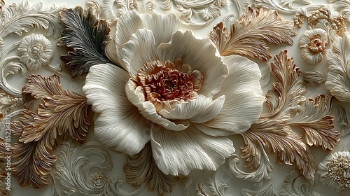 Artistic embossed flower design for wall decor high resolution picture
