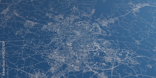Cuadro en lienzo Odense (Denmark) street map. The style of the map is blue paper