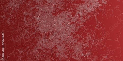 Amman (Jordan) street map. The style of the map is red paper