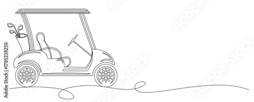 two golf carts line art, golf course vector image