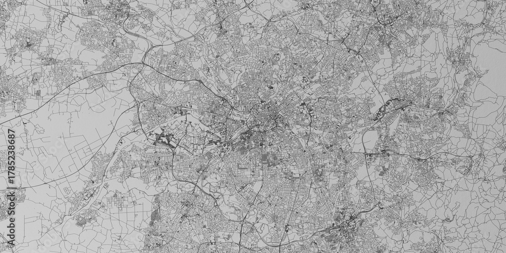 Obraz premium Manchester (United Kingdom) street map. The style of the map is grey paper