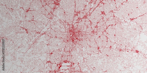Atlanta (Georgia, USA) street map. The style of the map is red ink