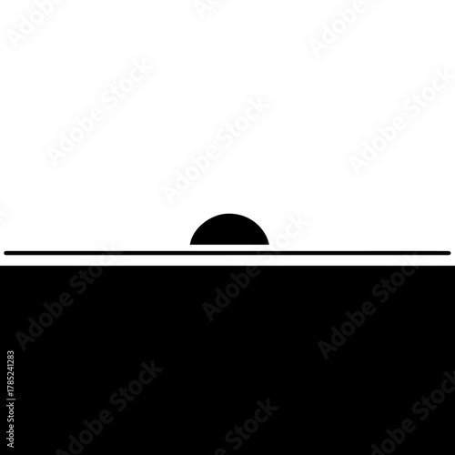 Minimalist illustration of a sunrise over a horizon line, symbolizing new beginnings and hope