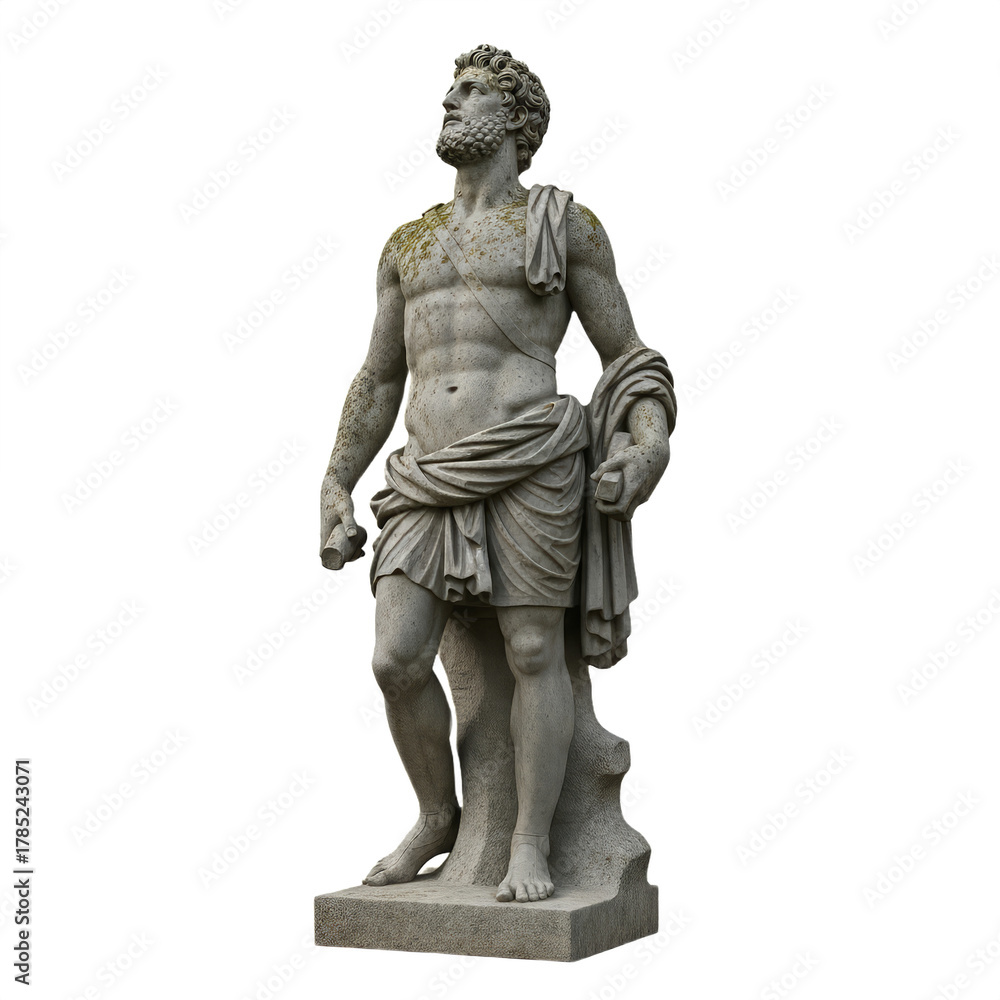 Naklejka premium Greek statue isolated on transparent background, marble statue PNG